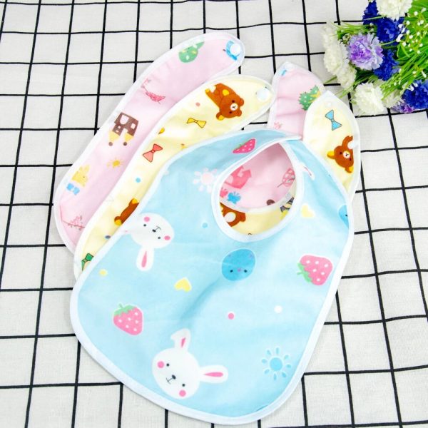 Pack of 6 Baby Button Bibs Waterproof Cotton Bib With Cartoon printed Newborns Baby Scarf Bandana Bibs for Children Boys Girls Baby - Image 2