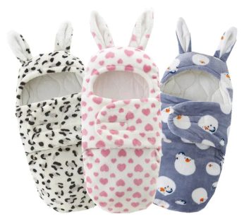 Baby winter Fleece Swaddle Rabbit Ear