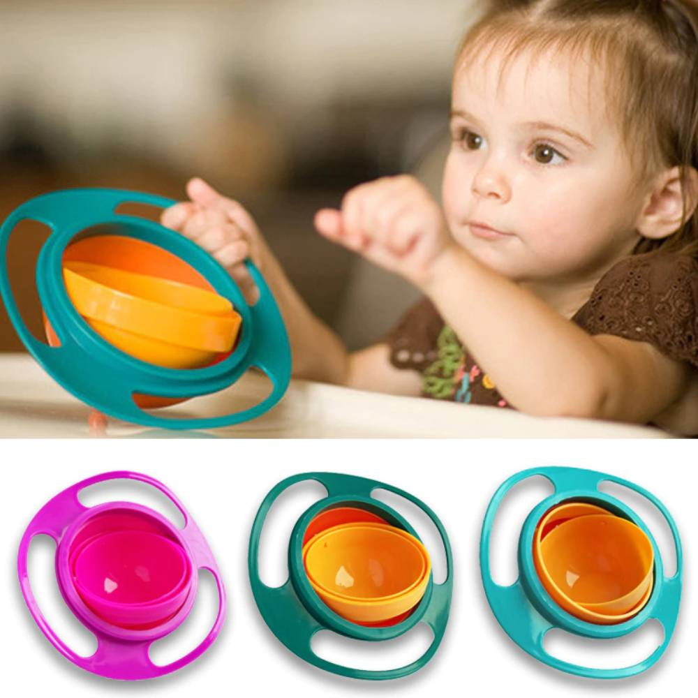 Magic Gyro Bowl 360 Degree Rotation Spill Resistant Gyro Bowl with Lid For Toddler Baby Kids Children