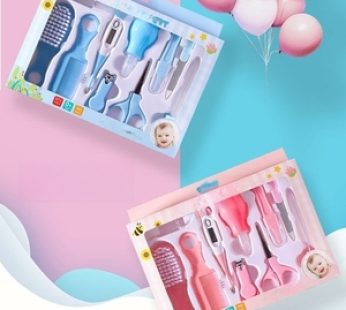 10Pcs Multi-Piece Baby Care Kit Newborn Hair Nail Thermometer Beauty Brush Kit Scissors Comb Teether Function Child Toiletry Kit Baby