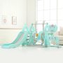 5 In 1 – Fiber Kids Slide & Swing With Football & Basketball Stand – For Outdoor