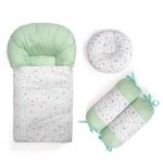 Baby 4 Pcs Sleeping Bed Set Carry nest Printed Green