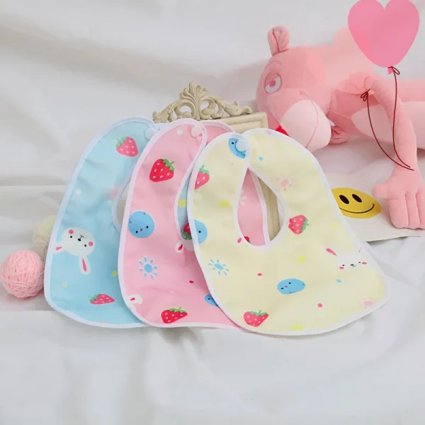 Pack of 6 Baby Button Bibs Waterproof Cotton Bib With Cartoon printed Newborns Baby Scarf Bandana Bibs for Children Boys Girls Baby