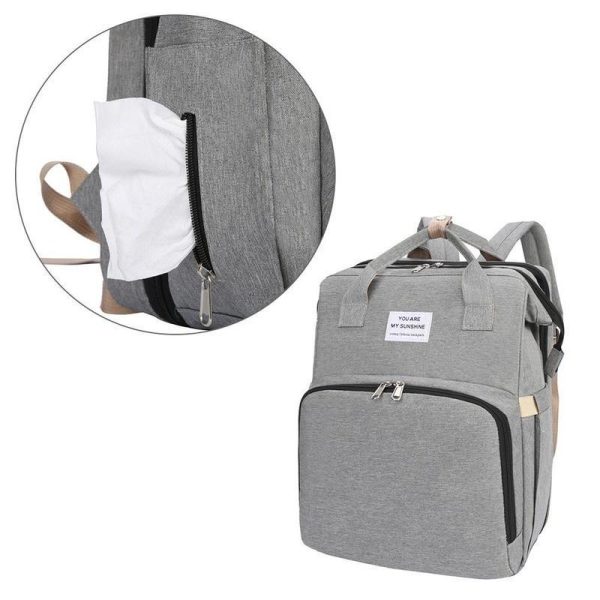 3 in 1 Diaper Bag Backpack with Changing Station, Travel Bassinet Foldable Baby Bed, Baby Bag Portable Crib, Mummy Bag, Large Capacity, Waterproof Multicolor - Image 7