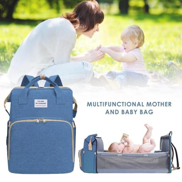 3 in 1 Diaper Bag Backpack with Changing Station, Travel Bassinet Foldable Baby Bed, Baby Bag Portable Crib, Mummy Bag, Large Capacity, Waterproof Multicolor - Image 5