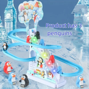 Penguin Race Set Penguin Slide Playset LED Flashing Lights Racing Track Game Set Penguin Stair Climbing Toys Kids Holiday Gift