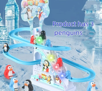Penguin Race Set Penguin Slide Playset LED Flashing Lights Racing Track Game Set Penguin Stair Climbing Toys Kids Holiday Gift