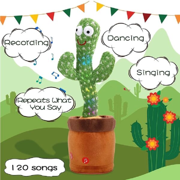 1pc-Dancing Talking Cactus Toys For Baby Boys And Girls, Singing Mimicking Recording Repeating What You Say Sunny Cactus Up Plus - Image 2