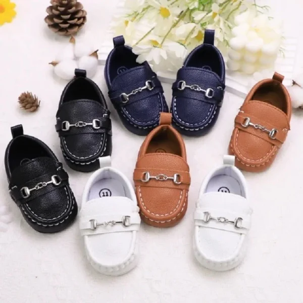 4-colors Newborn Infant Boys Girls Shoes PU Leather Loafers Dress Shoes Oxford Prewalker Walking Flat Lazy Crib Shoes