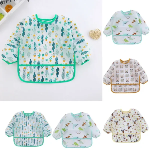 Baby Bibs New Cute Children Baby Stuff Toddler Waterproof Long Sleeve Art Smock Feeding Bib Apron for Kids 0-6 Years - Image 2