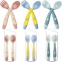 Hot Toddler Utensils Baby Spoons and Forks Set with Case Bendable Self Feeding Training Flatware Silicone Spoon Fork for Babies