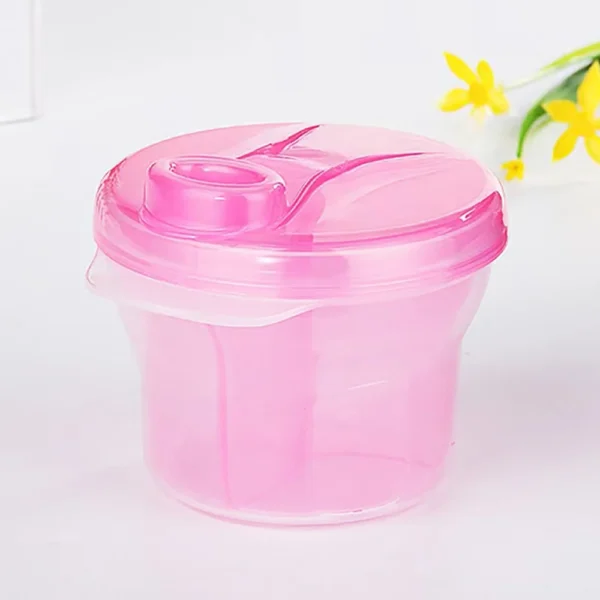 Rotating Double Layers 3-Grid Baby Milk Powder Container, Baby Formula Dispenser, Food Storage Box, Portable Travel Snack Box - Image 2