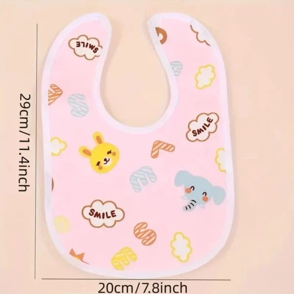 Random 5pcs Baby Cartoon Snap Waterproof Bib Super Soft Baby Bib Newborn Crystal Velvet Saliva Towel - Image 2