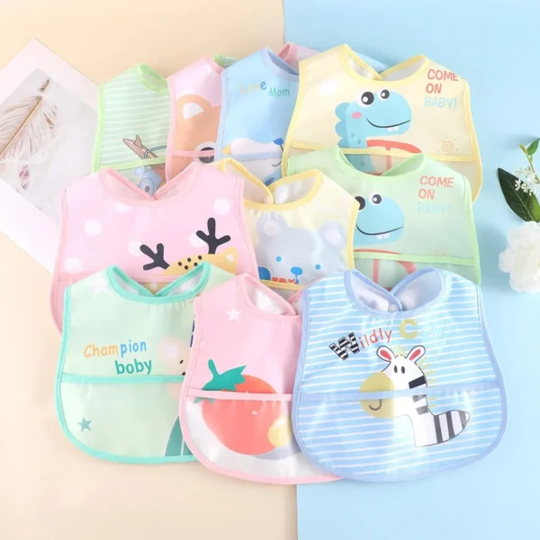 Random 5pcs Cartoon Animals Waterproof Bibs Baby Kids Girls Boys Waterproof Saliva Toddler Feeding Bibs Baby Bibs Aprons Adjusab - Image 4