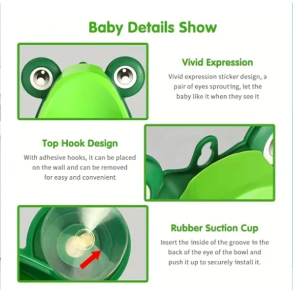 Cute Frog Potty Training Urinal Boy with Fun Aiming Target Children Stand Vertical Pee Infant Toddler Toilet Urinal Trainer - Image 6