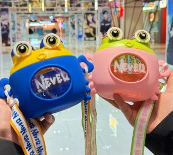 Crab-shaped Water Bottle Boys Girls Water Bottle Cute Cartoon Crab Water Bottle with Strap Straw for Boys Girls 20oz for School