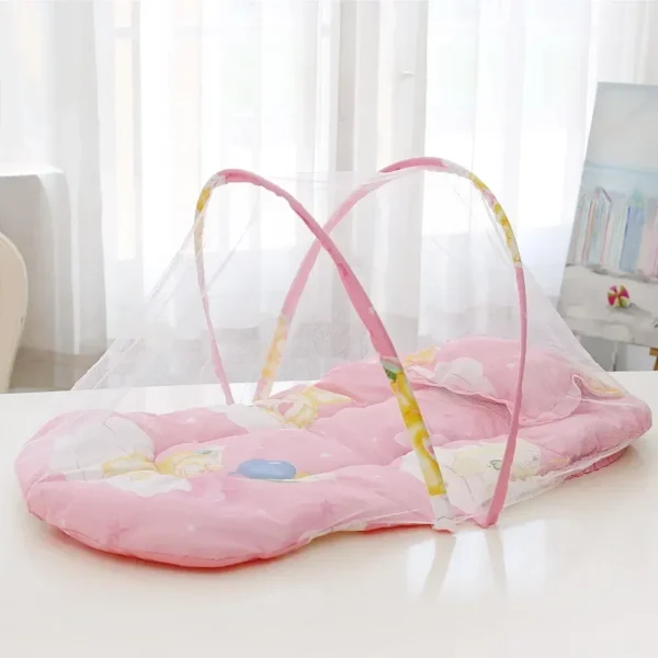 Portable Baby Crib Mosquito Net – Foldable Anti-Mosquito Mesh with Soft Cushions & Pillows for Infant Beds - Image 2