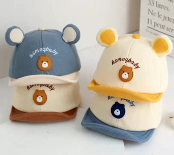 Cartoon Bear Baby Baseball Cap With Ears Cute Animal Sun Hat for Boys Girls Casual Infant Peaked Hat