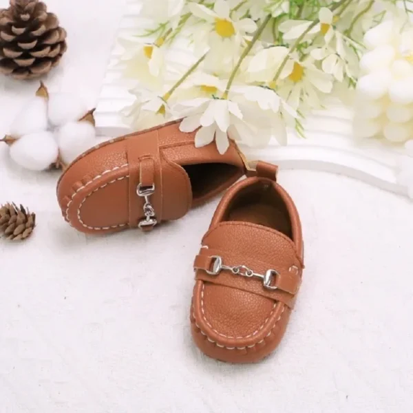 4-colors Newborn Infant Boys Girls Shoes PU Leather Loafers Dress Shoes Oxford Prewalker Walking Flat Lazy Crib Shoes - Image 3