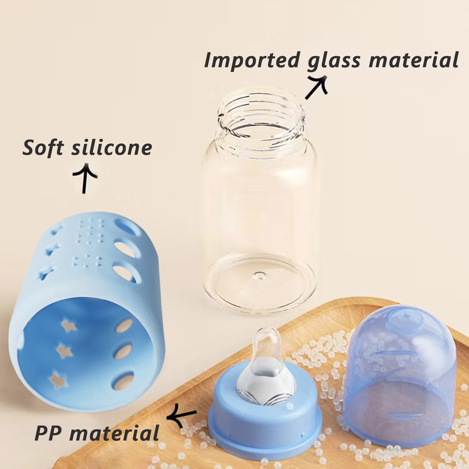 1pcs High appearance 60ML standard caliber newborn glass bottle with hollowed out star shaped silicone protective cover - Image 2