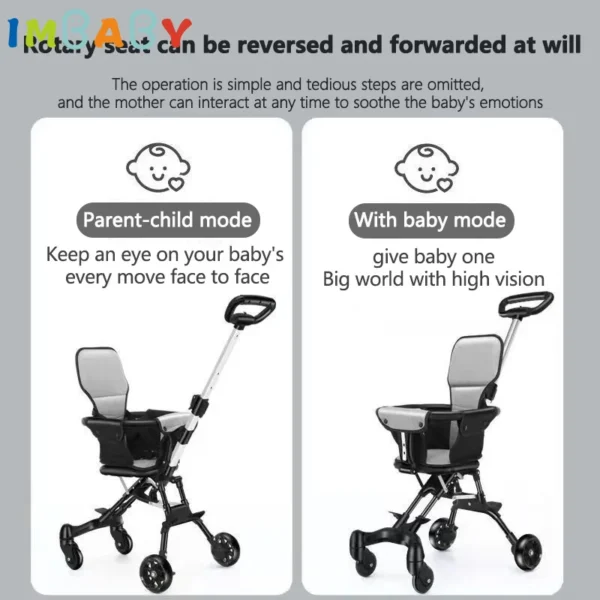 Light Foldable Baby Stroller Kid Travel Carriage Cart Newborn Two-Way Seats Landscape Stroller Portable Children Four-Wheel Cart - Image 3