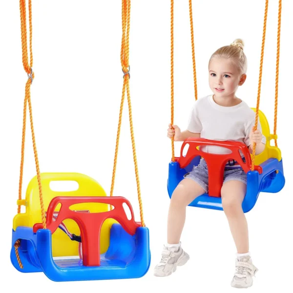 NEW 3-in-1 Toddler Swing Seat Baby Swing Seat with Adjustable Ropes Snap Hooks