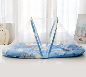 Portable Baby Crib Mosquito Net – Foldable Anti-Mosquito Mesh with Soft Cushions & Pillows for Infant Beds
