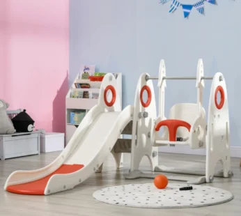 4 in 1 Toddler Playground for Kids 1-3 Years Old, Indoor Toddler Playset with Slide, Swing, Basketball Hoop, Climber