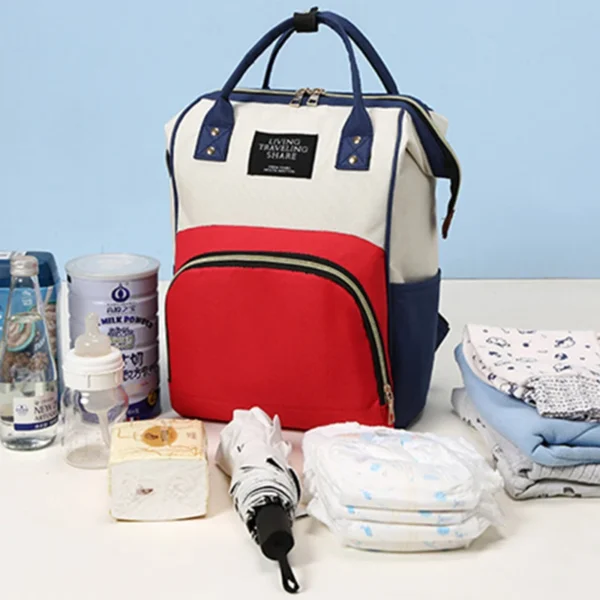 Large Capacity Canvas Mummy Bag Multifunctional Baby Bottle Thermal Insulation Travel Storage Bag Fashion Mummy Bag Hanging Bag - Image 3