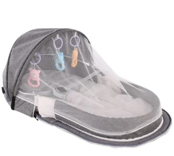 Baby Bed Folding Portable Baby Crib with Net and Awning Baby Nest Portable Baby Bed for Camping Infant Bed Bassinet for Baby