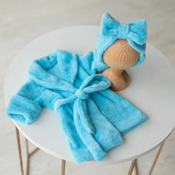 Newborn Photography Props Baby Hooded Robe With Belt Bathrobe Bath Towel Cucumber Set Outfit Baby Costume Photo Accessories - Image 4