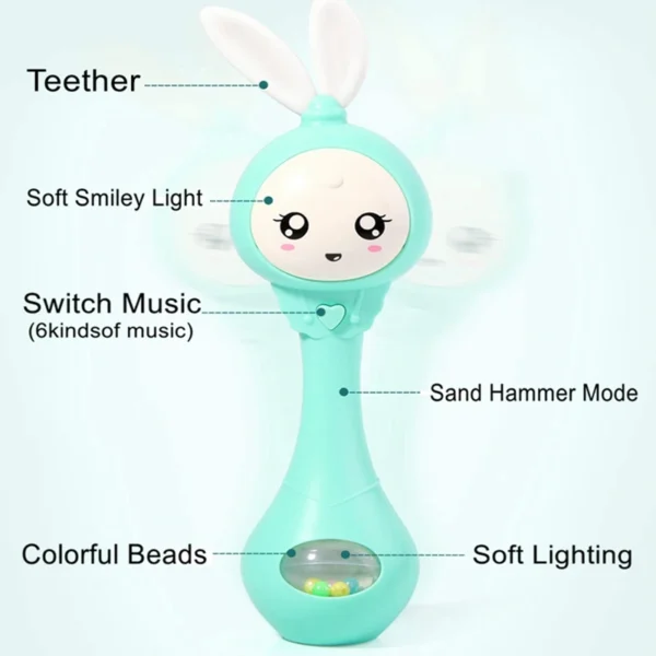 Music and Shine Rattle Toys Rabbit Intelligent Baby Rattles Smart Bunny Smarty Media Smart Shake Newborn Early Educational Toy - Image 5