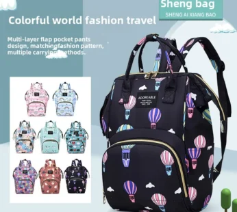 Large Capacity Canvas Mummy Bag Cartoon Printed Mommy Diaper Bags Lightweight Portable Women’s Backpack Bottle Insulation Storag