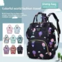Large Capacity Canvas Mummy Bag Cartoon Printed Mommy Diaper Bags Lightweight Portable Women's Backpack Bottle Insulation Storag