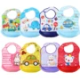 Cartoon Print Baby Bibs Boys Girls Bib Waterproof Soft Silicone Kids Burp Cloth Children Bib Feeding Bib with Pocket