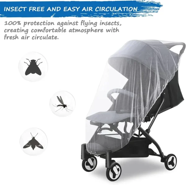 Baby Mosquito Net for Stroller Reusable Bug Net for Stroller Portable Mini Crib Portable & Durable Baby Insect Netting - Image 6