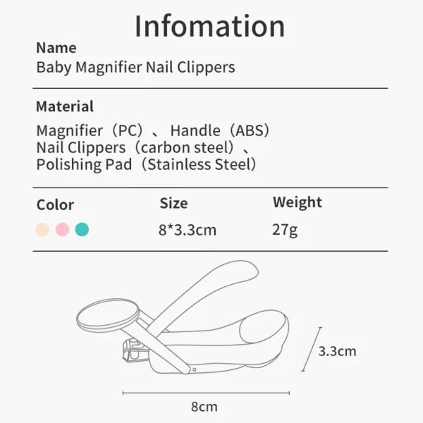 Infant Baby Nail Cutting Clippers Tools Children Kids Magnifier Glass Finger Nail Cutter - Image 6