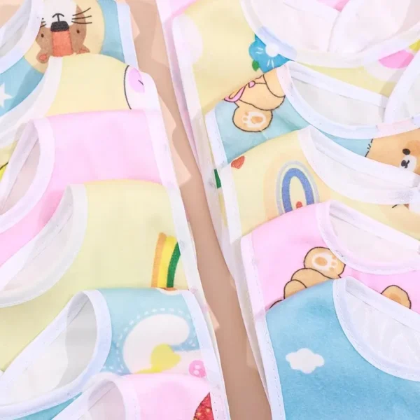 Random 5pcs Baby Cartoon Snap Waterproof Bib Super Soft Baby Bib Newborn Crystal Velvet Saliva Towel - Image 4