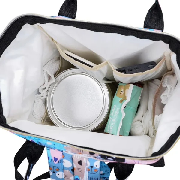 Large Capacity Canvas Mummy Bag Cartoon Printed Mommy Diaper Bags Lightweight Portable Women's Backpack Bottle Insulation Storag - Image 4
