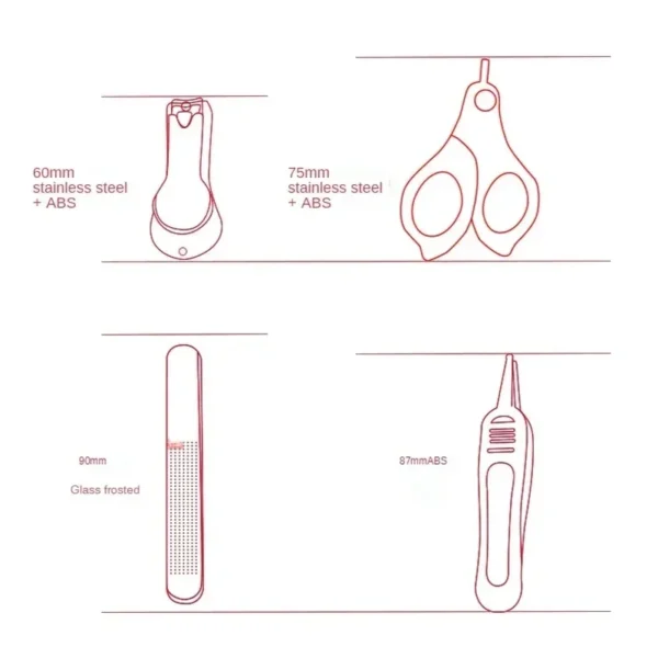 Children Manicure Kit Baby Nail Scissor Baby Nail Care Tool Set Kid Safe Portable Nail Clipper Trimmer File Tweezer with Box - Image 4