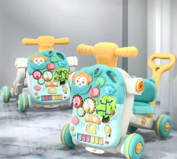 AnGku Versatile 5-in-1 Design Baby Walker Portable Toddler Trolley with Toys 6-12 Months Sit-to-Stand Learning Walker