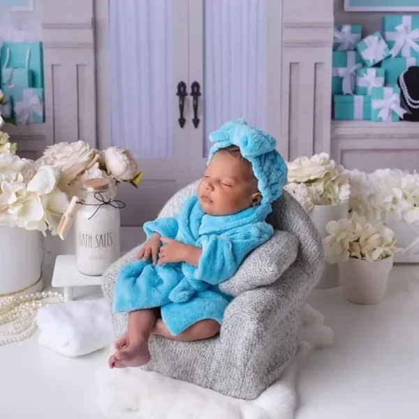 Newborn Photography Props Baby Hooded Robe With Belt Bathrobe Bath Towel Cucumber Set Outfit Baby Costume Photo Accessories - Image 5