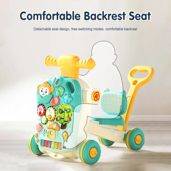 AnGku Versatile 5-in-1 Design Baby Walker Portable Toddler Trolley with Toys 6-12 Months Sit-to-Stand Learning Walker - Image 6