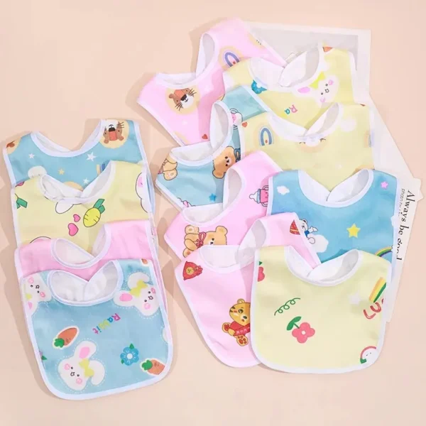 Random 5pcs Baby Cartoon Snap Waterproof Bib Super Soft Baby Bib Newborn Crystal Velvet Saliva Towel - Image 5