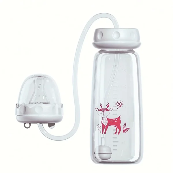 8oz/240ml Normal-Neck Baby Bottle with Straw Brush,Hands-Free PP Feeding Bottle Set-Makes Feeding Easy - Image 3
