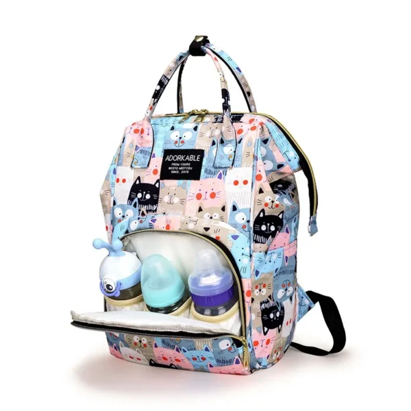 Large Capacity Canvas Mummy Bag Cartoon Printed Mommy Diaper Bags Lightweight Portable Women's Backpack Bottle Insulation Storag - Image 2