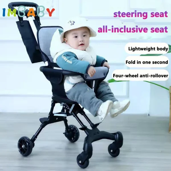 Light Foldable Baby Stroller Kid Travel Carriage Cart Newborn Two-Way Seats Landscape Stroller Portable Children Four-Wheel Cart - Image 5