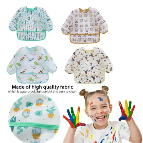 Baby Bibs New Cute Children Baby Stuff Toddler Waterproof Long Sleeve Art Smock Feeding Bib Apron for Kids 0-6 Years - Image 3