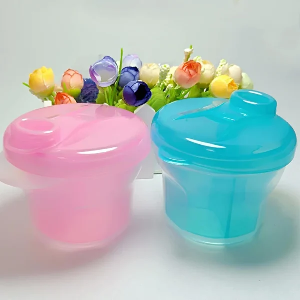 Rotating Double Layers 3-Grid Baby Milk Powder Container, Baby Formula Dispenser, Food Storage Box, Portable Travel Snack Box