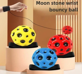 PU High Elastic Moon Rock Stress Relief Ball with Elastic Cord Rebound Wrist Throw Ball for Kids Hand Toss and Return Ball Toy